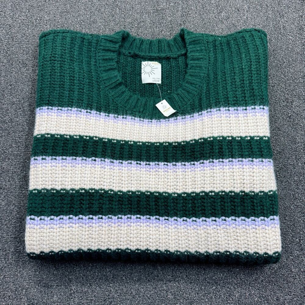 Offline By Aerie Womens Green Stripped Bundle Up Oversized Sweater Plus Size XXL